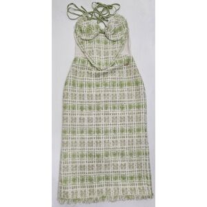 Green and Cream Plaid Dress